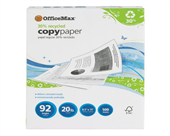OfficeMax Recycled Copy Paper, 92 Bright, White, 5,000 Sheets/Ream, 8 1/2" x ...