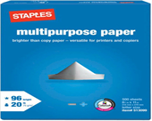 Staples Multipurpose Copy Fax Laser Inkjet Printer Paper, 8 1/2 Inch x 11 Inch