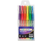 BAZIC Fluorescent Gel Ink Pen with Cushion Grip, Assorted, 6 Per Pack