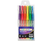 BAZIC Fluorescent Gel Ink Pen with Cushion Grip, Assorted, 6 Per Packx