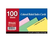 BAZIC Ruled Colored Index Card, 3 x 5 Inch, 100 Count