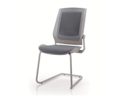 Bodyflex BFSL-GRY Sled Base Side Chair with Silver Frame and Grey Fabric