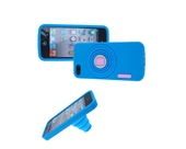 Camera Model Soft Silicone Skin With Stand Case Cover for iPhone 5 -Blue