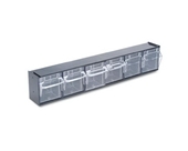 Deflecto 20604OPU Six-bin horizontal tilt bin storage system, 23-5/8w x 3-5/8d x 4-1/2h, black