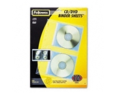 Fellowes Vinyl CD/DVD Refill Sheets for Three-Ring Binders, Clear, 10 per Pack - Sold as 2 Packs