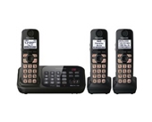 Panasonic KX-TG4743B DECT 6.0 Cordless Phone with Answering System, Black, 3 Handsets