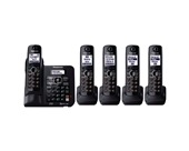 Panasonic KX-TG6645B DECT 6.0 Cordless Phone with Answering System, Black, 5 Handsets