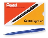 Pentel Sign Pen Fiber-Tipped Pen, Blue Ink, Box of 12 (S520-C)