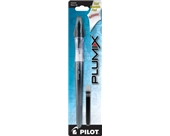 Pilot Plumix Refillable Fountain Pen, Black Barrel, Black Ink, Medium Point, Single Pen and Cartridge (90055)