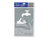 Quartet ADA Approved Hygiene Sign, Employees Must Wash Hands Symbol with Tactile Graphics, Molded Plastic, 6 x 9 Inches, Gray (01414)