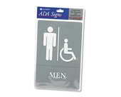Quartet ADA Approved Men's Restroom Sign, Wheelchair Accessible Symbol with Tactile Graphics, Molded Plastic, 6 x 9 Inches, Gray (01416)