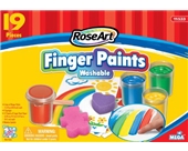 RoseArt Washable Finger Paints Set, Includes Paint, Paper, Sponges and Wood Spatula, Packaging May Vary (11533VA-4)