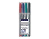 Staedtler's Lumo Color Non-Permanent Markers, Fine Point, 4/Count, Assorted (STD316WP4A6)