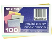 Top Flight Index Cards, Ruled, 3 x 5 Inches, Rainbow Colors, 100 Cards per Pack (4630722)