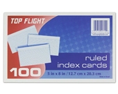 Top Flight Index Cards, Ruled, 5 x 8 Inches, White, 100 Cards per Pack (4004033)