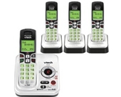 VTech CS6229-4 DECT 6.0 Cordless Phone, Black/Silver, 4 Handsets