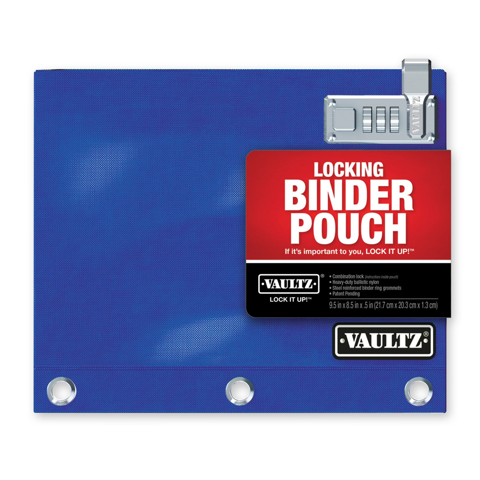 8 x 10 Inches Blue Vaultz Locking Binder Pouch VZ00519