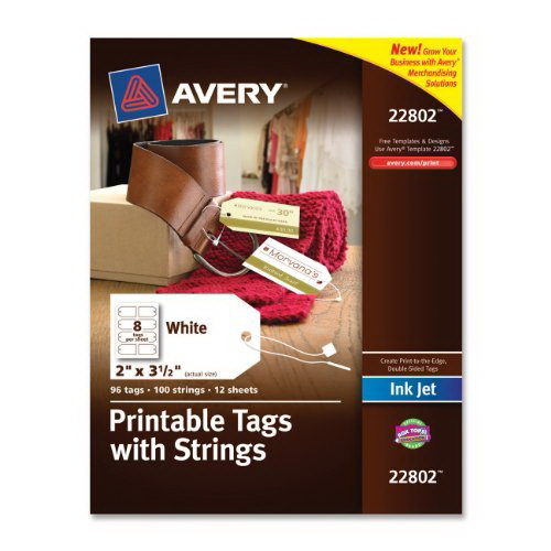 Details about   Avery 96 Printable Tags with Strings 2 x 3 1/2 White 22802 Inkjet NEW 