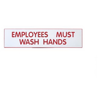 Garvey Engraved Style Plastic Signs 098002 Employees Must Wash - White and Red