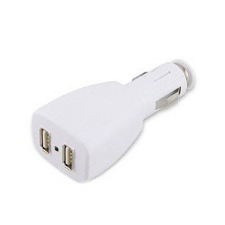 2 Port USB Car Cigarette Lighter Adapter Dual Plug for iPod MP3 Players Charger - Color White