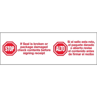 2" x 110 yds. - "Stop / Alto" Pre-Printed Carton Sealing Tape (36 Per Case)