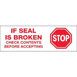 2" x 110 yds. - "Stop If Seal Is Broken" (6 Pack) Pre-Printed Carton Sealing Tape (6 Per Case)