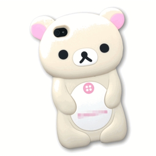 3D white Rilakkuma Bear Hard Case Cover for iPhone 4 4S 4G