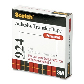 3M 924-3/4 Adhesive Transfer Tape Roll for Scotch Tape Gun, 3/4 Wide x36 Yards