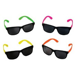 4 Neon Sunglasses Hip Hop 80's Shades Glasses - Dark lenses - 4 hot neon colors!