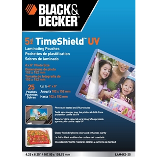 BLACK + DECKER TimeShield UV Thermal Laminating Pouches, 4 x 6 Photo, 5 mil - 25 Pack (LAM4X6-25)