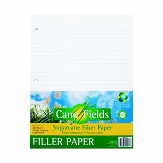 Canefields Sugarcane Fiber Filler Paper, Legal Ruled, 3-Hole Punched, 8.5 x 1