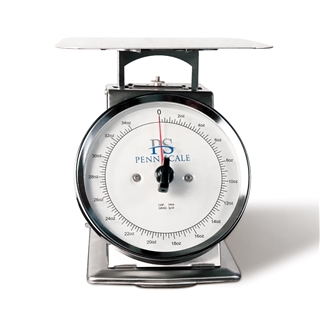  Spring Scale SS Body, Rotating Dial, Dashpot10-lb Spring Scale, Stainless Steel, 8" SS Platter