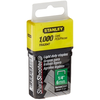 Stanley Tra204T 1/4 Inch Light Duty Narrow Crown Staples, Pack of 1000(Pack of 1000) 