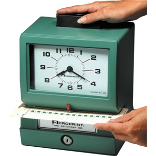 Acroprint BP125-R6AR3 Heavy Duty Manual Battery Operated Time Recorder for Day of the Week, Hour (1-12) and Minutes Time Clock