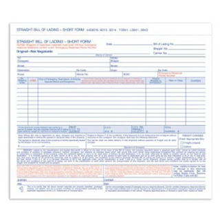 Adams Bill of Lading Short Form, 8.5 x 7.44 Inches, White, 3-Part, 250-Count (B3876)