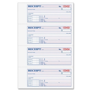 Adams Money and Rent Receipt Book, 7.63 x 11 Inch, Tape Bound, 3-Part, Carbonless, 100 Sets, White and Canary and Pink (TC1182)