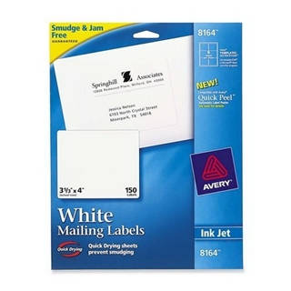 Address Label, Inkjet, 3-1/3"x4", White 150/Pack AVE8164