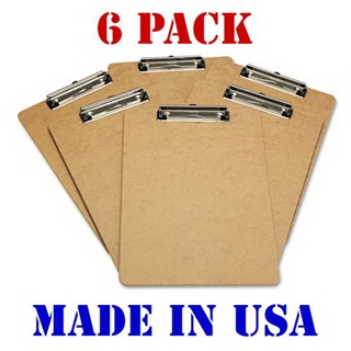 Advantage Hard Board Clipboard with Low Profile Clip, Standard Letter Size (Pack of 6), Earth Friendly and Made in the USA