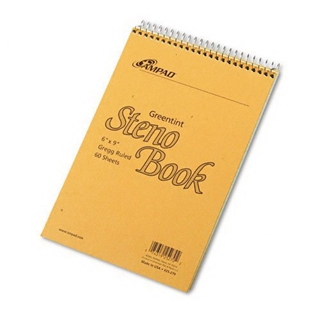 Ampad Spiral Steno Book, Gregg Rule, 6 x 9, Green Tint, 60 Sheets Per Notebook/Pack, (single)
