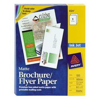 Avery 8324 Inkjet Matte Texture Brochure/Flyer Paper, White, 8-1/2x11, 100 Sheets per box