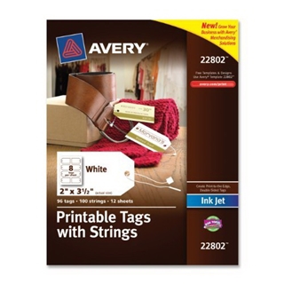 Avery Printable Tags with Strings for Inkjet Printers, 2 x 3.5-Inches, Pack of 96 Tags (22802)