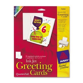Avery Quarter-Fold Greeting Cards for Inkjet Printers, 4.25 x 5.5 inches, White, Pack of 20 (3266)