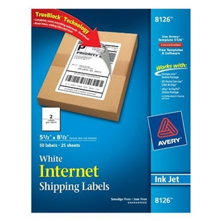Avery Shipping Labels with TrueBlock Technology, Inkjet Printers, 5.5 x 8.5 Inches, White, Pack of 50