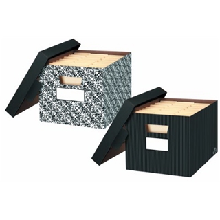 Bankers Box Letter/legal File Extra Stength 10x12x15 Decorative Series Black 2/pk