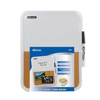 BAZIC 8.5 X 11-Inches, Dry Erase / Cork Combo Board with Marker, Case of 12 (6030-12)