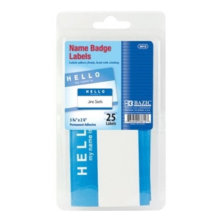 BAZIC "HELLO my name is" Name Badge Label, 25 Per Pack