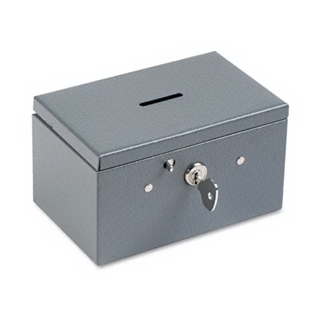 Buddy 5051 BDY5051 Recycled Steel Stamp and Coin Box with Lock, Gray