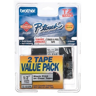 Brother 1/2" Laminated Black on Clear Tape (2 Pack of TZ131) (26.2 Ft.) For use in TZ P-Touch: All TZ