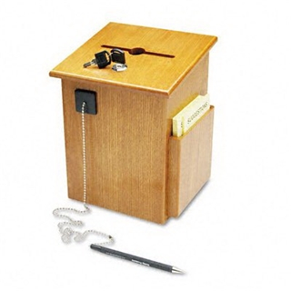 Buddy Products Wood Suggestion Box, 7.25 x 10 x 7.5 Inches, Medium Oak (5622-11)