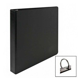 Business Source 09976 Round Ring Binder, 1 in. Capacity, 11 in.x8-1/2 in., Black, Sold by the Each
